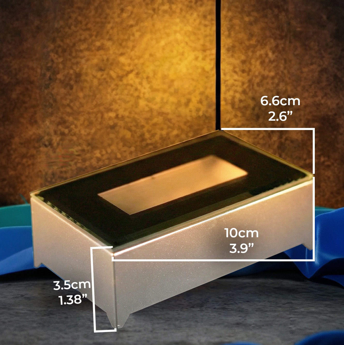 Rectangle Silver LED Base with USB Cable